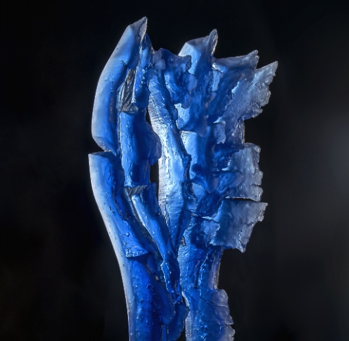 1. Zora Palova,DELTA,2022,mould-melted,cut blue glass,172x52x30cm